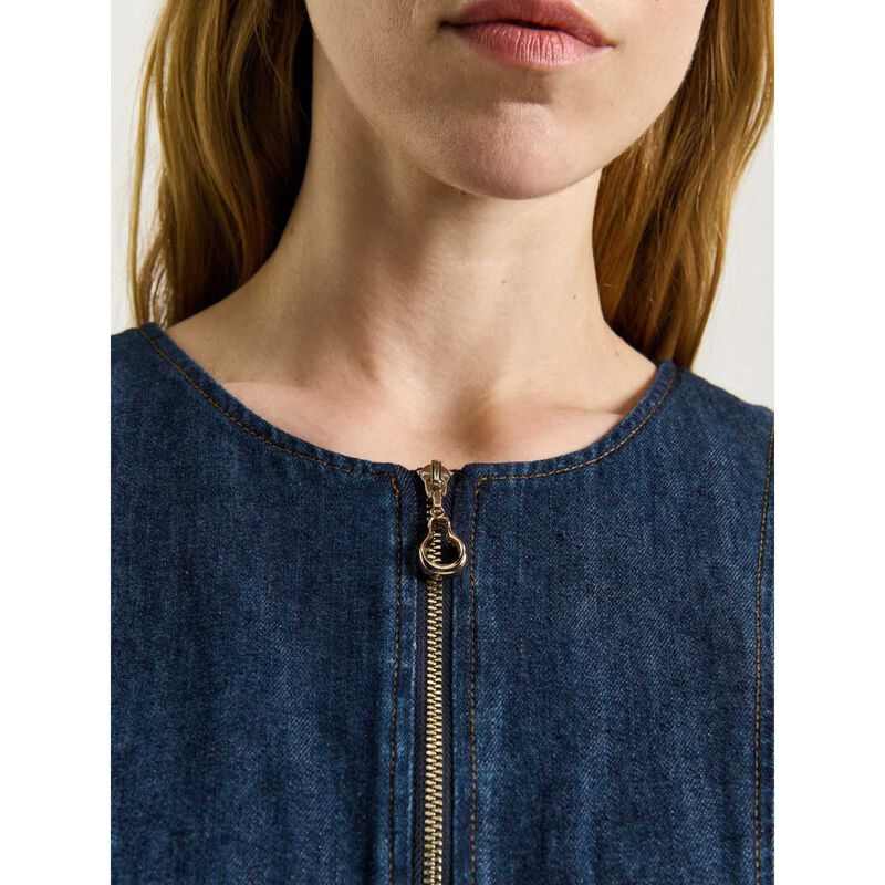 Veronika Maine Cotton Tencel Denim Panelled Midi Dress image number 2